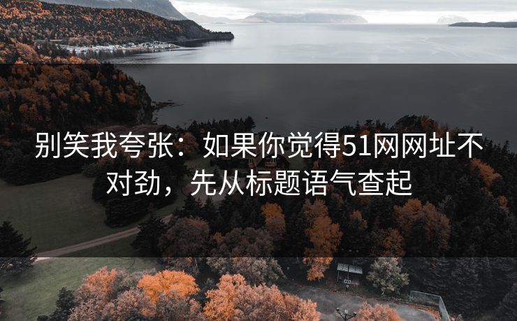 别笑我夸张：如果你觉得51网网址不对劲，先从标题语气查起
