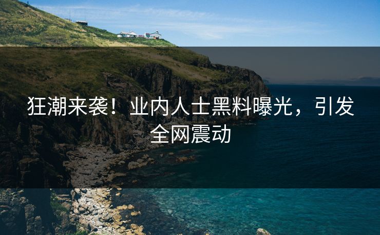 狂潮来袭！业内人士黑料曝光，引发全网震动