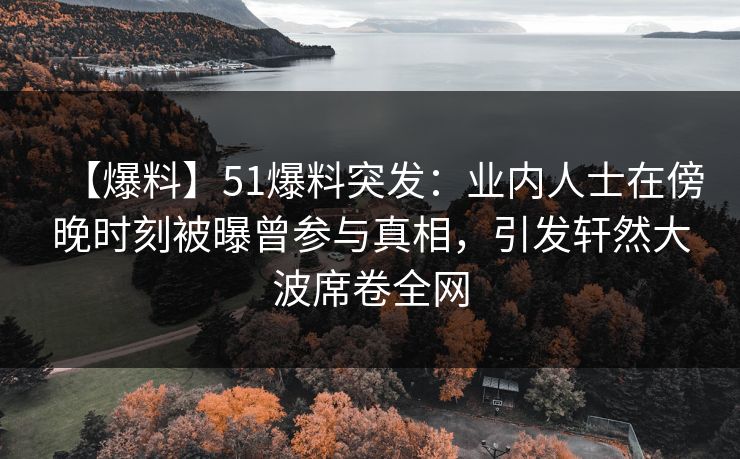 【爆料】51爆料突发：业内人士在傍晚时刻被曝曾参与真相，引发轩然大波席卷全网