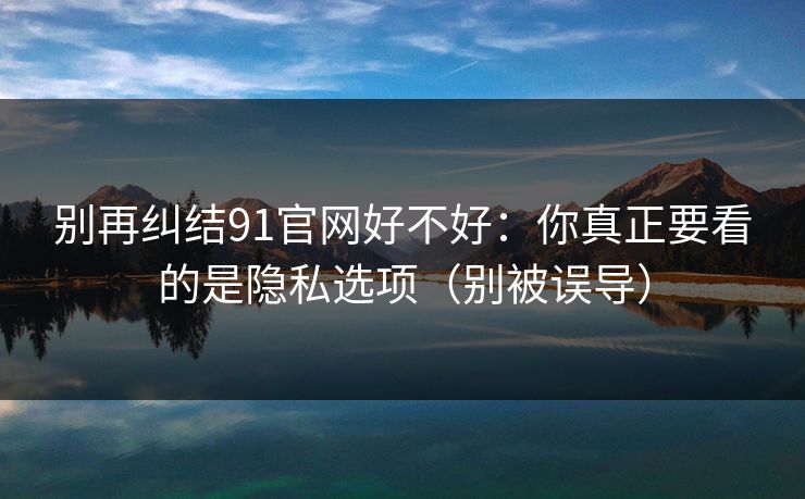 别再纠结91官网好不好：你真正要看的是隐私选项（别被误导）