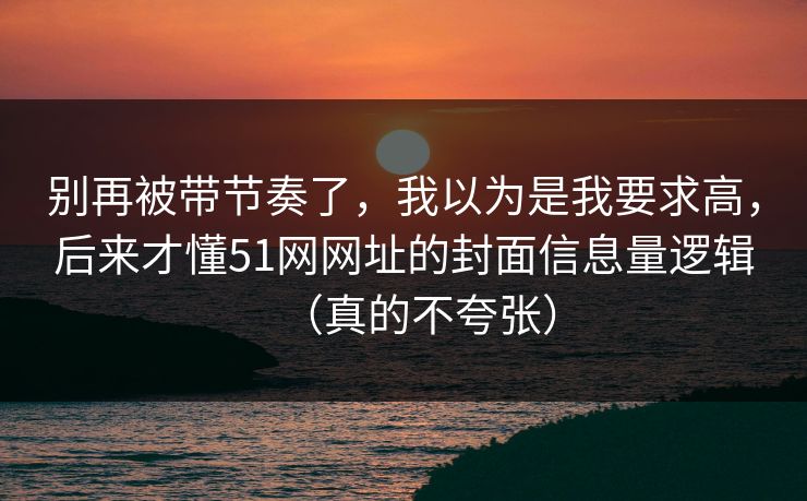别再被带节奏了，我以为是我要求高，后来才懂51网网址的封面信息量逻辑（真的不夸张）